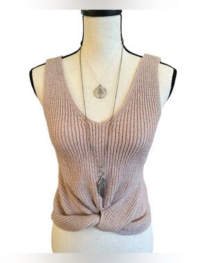 moon & madison Blush Knit Twist Front Tank Top | Small